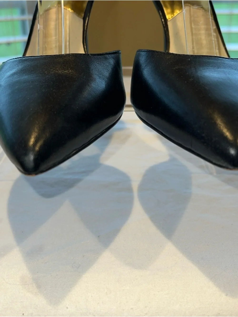 Michael Kors Womens Black Leather Ankle Strap Heels Shoes Sz 9.5M Zipper Gold - Picture 4 of 15